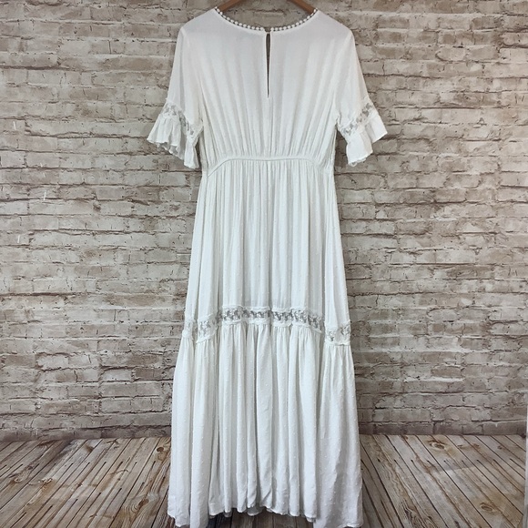 Baltic Born Rayna Deep V White Maxi Dress XL Wedding Boho Festival Fairy - Picture 7 of 12